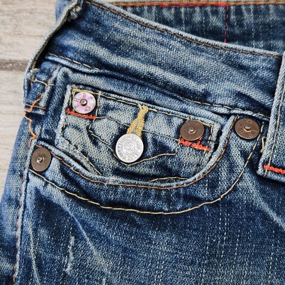 True Religion Billy Boot Cut Low Rise Jeans Women's Dusty Faded Flap Pockets 25 - Picture 6 of 11